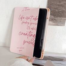 1pc Aesthetic Transparent Backcover With Inspirational Phrase Print Tablet Case, Compatible With IPad 11/A16/10th/Air4/5/6/Pro 12.9/2024/2025/2020/2021/2022/2023/10.2/10.9/Mini7, Galaxy Tab A8/A9 Plus/S6 Lite/S7/S9FE PLUS/S10 Plus, 5/5pro/6/6pro/7/7pro/36s Pro, Suitable For Work, Travel And Home Use, Foldable Tablet Protective Cover - Multicolor - View 4