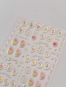 1 miếng dán móng tay hình hoa tulip màu đồng, miếng dán móng tay hình hoa ngọc trai kiểu Nhật dễ thương, decal trang trí móng tay hình hoa 5D, dụng cụ làm móng, miếng dán móng tay - Nhiều màu - Xem 4
