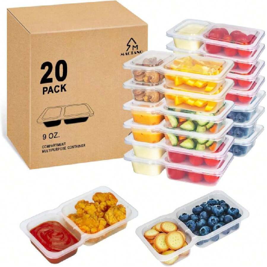 - Set Of 20 Reusable Snack Containers With Lids, New Double-Compartment Condiment Containers, 44571523 - 白色 - 查看 1