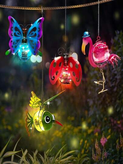 1pc Solar Powered Insect Butterfly Light, LED Solar Ladybug Lamp, Outdoor Solar Hanging Light, Waterproof Solar Garden Yard Decor - Suitable For Garden, Yard, Pathway, Lawn, Home, Balcony, Holiday, Wedding And Party Decoration