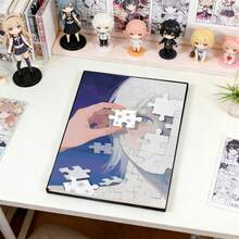 Lovely Anime-Style Jigsaw Puzzle Notebook, Suitable As A Gift For Girlfriend - Black - View 4