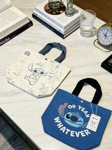 史迪奇帆布手提袋，可爱的迪士尼配饰，饰有调皮的蓝色史迪奇图案，结构坚固，采用优质柔软帆布材质，轻便舒适，适合日常使用、旅行、上学、购物和外出，是送给《星际宝贝》和迪士尼粉丝的完美礼物。 - 彩色 - 查看 5