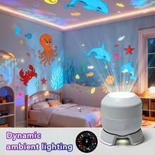 Đèn chiếu mơ mộng với họa tiết động vật đại dương và bông tuyết, phù hợp làm đèn ngủ cho phòng ngủ, phòng khách hoặc ký túc xá. Tạo bầu không khí bầu trời đầy sao trên trần nhà và tường, cấp nguồn qua USB. - Nhiều màu - Xem 7