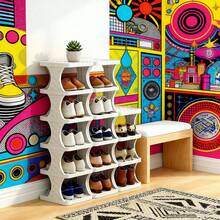 3-Tier Stackable Shoe Rack, Modular Shoe Storage Organizer, Adjustable Multi-Layer Shoe Rack, No-Bracket DIY Space-Saving Shoe Rack - Multicolor - View 1