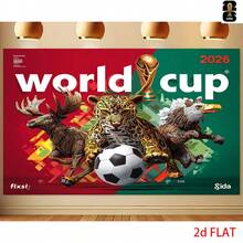 Decorazione da parete per i Mondiali, piatta 2D, 1 pezzo 2D da appendere al muro per i Mondiali 2026, striscione di sfondo super grande, striscione per feste, accessori per lo sfondo, perfetto per decorazioni per feste a tema, giardino, cortile e feste, decorazione per la casa, riutilizzabile per uso interno ed esterno, decorazione da parete per appassionati di calcio, decorazione per la stanza dei giochi, decorazione da parete, decorazione da parete personalizzata. - z1 - Visualizzare 5