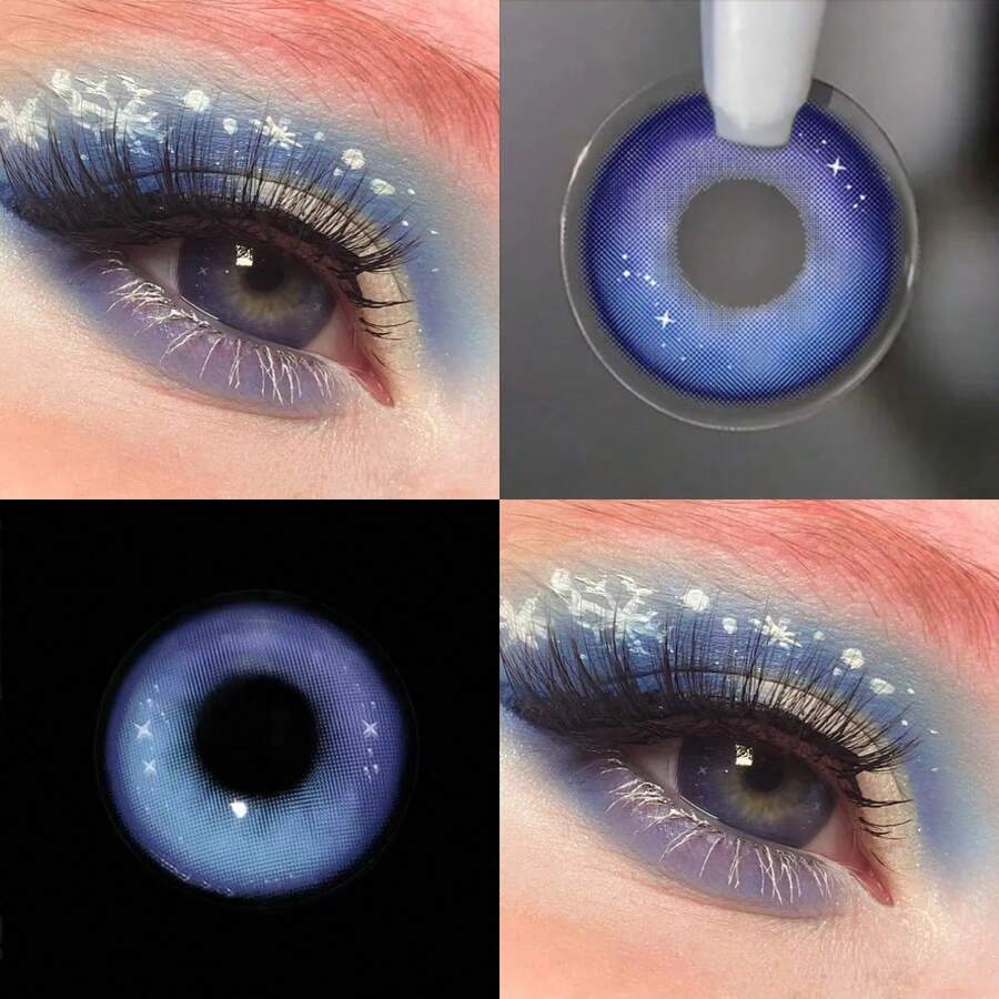 Lalens 1副装 14.5mm 蓝紫色，可佩戴6个月，色彩鲜艳，小瞳孔设计，防水，时尚装饰，柔软舒适，适合日常通勤、休闲和户外活动。