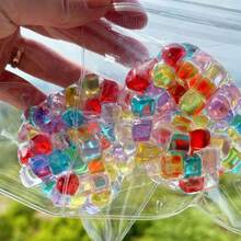 Creative Colorful Ice Cube Squeeze Ball, Rainbow Handmade Squeeze Toy, Watermelon Shaped Squeeze Toy, Handmade Ice Cream Texture, Pomegranate Popping Bead Stress Relief Toy, Fun And Slightly Challenging Sensory Experience, Party Favor Bag Filler Series Toy - Multicolor - View 5