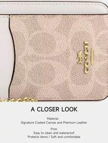 Coach Billetera minimalista para mujer con 8 ranuras para tarjetas, bloqueo RFID y cadena para llaves - Albaricoque - Ver 6