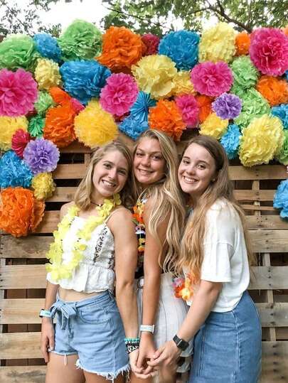 12pcs Paper Flower Ceiling Wall Hanging Paper Flower Balls, Wedding Party Celebration Decoration, Outdoor Decor Birthday Party Paper Pom Poms