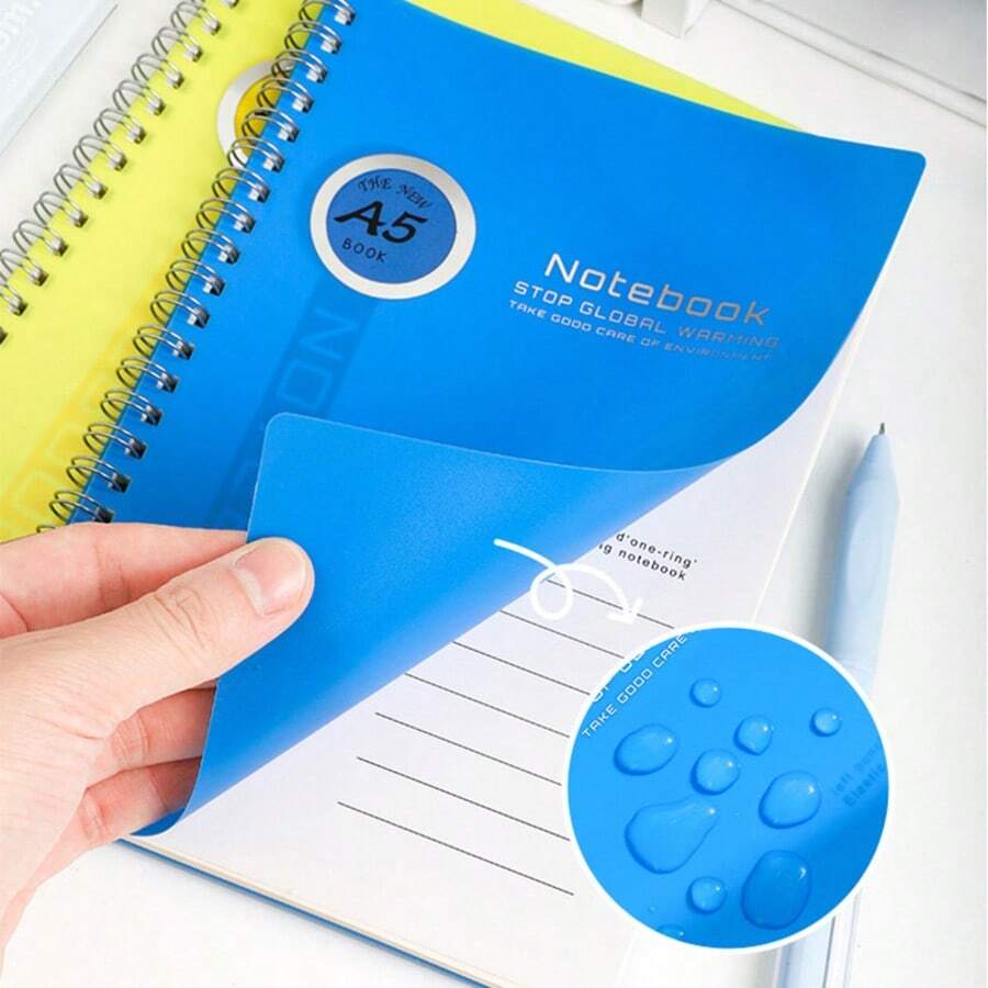 2 piezas Cuaderno A5 con Notas Adhesivas, Cubierta Gruesa y Suave, Papel Cuidado de los Ojos, 50 Páginas, Diario Espiral para Oficina - 2 piezas - Ver 1