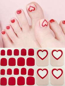 Pegatinas para arte de uñas de los pies, diseños de corazones y patrones geométricos de dibujos animados, purpurina multicolor, diseño mixto versátil, fácil aplicación con raspador - Multicolor - Ver 16