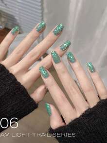 10毫升闪亮绿蓝色钻石亮片美甲梦幻亮片指甲油，2026春夏反光钻石亮片美甲用品，橙色指甲 - 彩色 - 查看 8