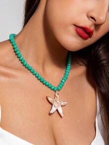 imoli 1 chiếc vòng cổ hình sao biển bằng acrylic kiểu Bohemian, thích hợp làm quà tặng cho phụ nữ trong kỳ nghỉ biển. - 29636-nek-green-1 - Xem 3