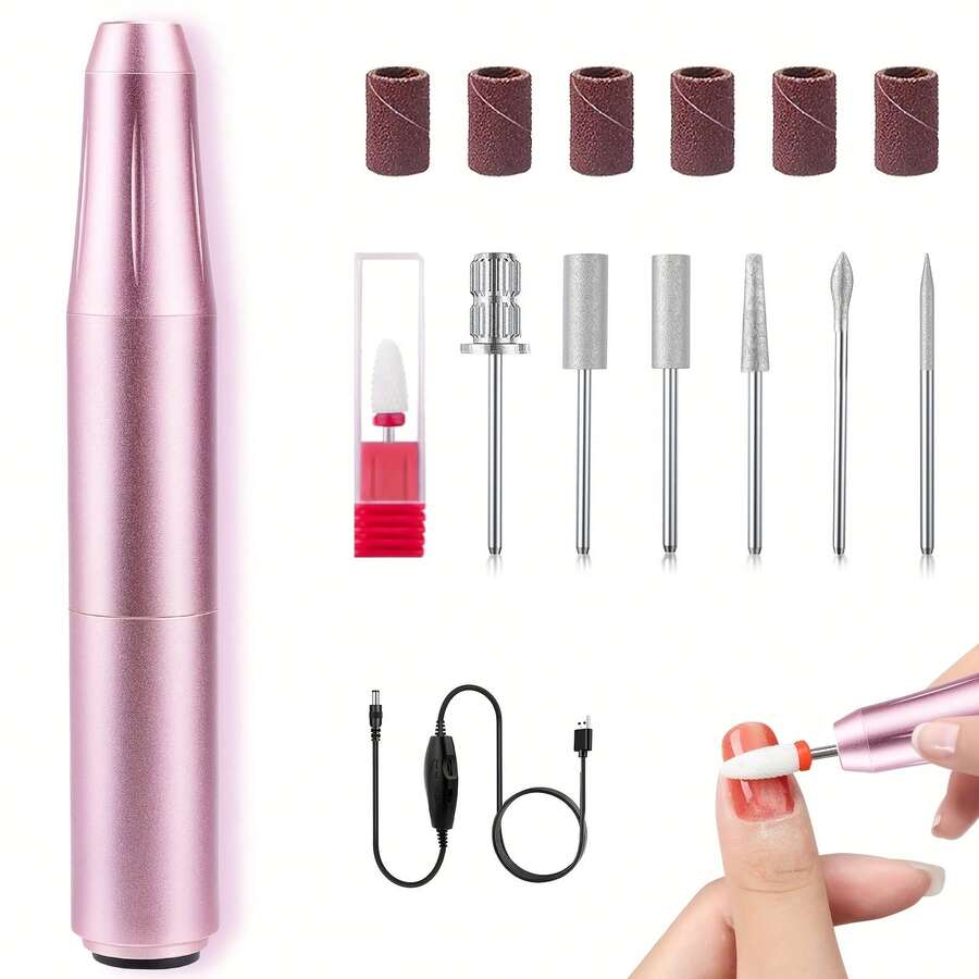 LKE Portable Nail Drill Machine, 20000 RPM & 35 Speeds, Dual Direction & USB Rechargeable, Professional For Home Manicure, Salon & Christmas Presents - Màu tím hoa cà - Xem 1