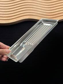 Khay đựng dụng cụ làm móng bằng thép không gỉ có khe, khay khử trùng, khay vệ sinh dày, khay trưng bày và bảo quản dụng cụ chăm sóc tay chân. - Bạc - Xem 4