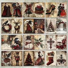 36 Sheets A5 Deep Red Christmas Santa Claus Angel Decorative Background Scrapbooking Paper, Suitable For Bullet Journal, Scrapbook, Card Making And Crafts - Rectangle - View 4