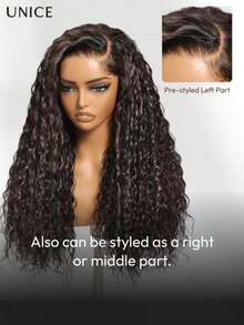 UNice 7x5 Bye Bye Slip™ Golden Brown Highlights Water Wave Human Hair Drawstring Wig Bye Bye Knots Lace Front Glueless Wigs Human Hair Pre Plucked Pre Cut Espresso Brown With Blonde Highlight Lace Closure Glueless Human Hair Wigs 150% Density - Golden Brown Highlights - 查看 4