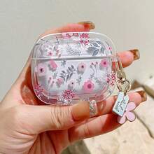 Rounded Ditsy Floral Compatible With AirPods 3 Bluetooth Earphone Protective Case, Minimalist Girly Case Compatible With Airpods 4/2nd Gen, Pro 2nd Gen - Dusty Pink - View 4