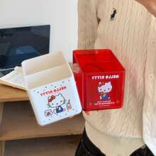 1个可爱猫咪造型双层笔筒，学生桌面收纳盒，化妆品及文具收纳盒 - 彩色 - 查看 7