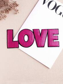 1pc LOVE Letter Design Patch, Modern Polyester Iron Patch For Sewing, Ironing Patch - Multicolor - View 1