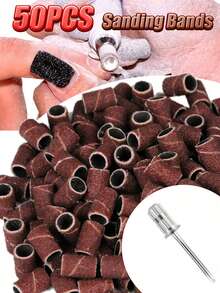 50pcs Electric Nail Grinder Sanding Bands - Fit For Electric Nail Grinder, 3 Colors With Different Coarseness 80/120/180 Grit Sanding Bands, With Small Clamp Holder, Suitable For Acrylic Nail Gel, Nail & Foot Care, Manicure Tools (Brown, Zebra Print, Bright Pink) - Multicolor - View 11