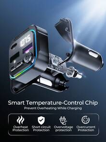 PD30W 车载快充，双 USB-A 和 Type-C 三口输出，支持蓝牙 5.3 免提通话和音乐播放，带 RGB 灯效，双音乐模式（蓝牙 + USB），兼容 12-24V 车辆，适用于 iPhone 和安卓手机，Type-C 充电器，iPhone 充电器，车载用品，旅行必备 - Holder - 查看 9