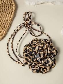 imoli 1 chiếc vòng cổ kiểu cao bồi miền Tây bằng polyester in họa tiết hoa trà và da báo, thích hợp làm quà tặng cho phụ nữ đi biển/nghỉ lễ. - 27823-nek-LB - Xem 4