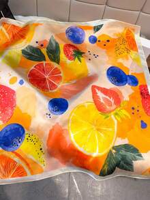 1条新鲜水果印花围巾，多功能发圈礼品 - 彩色 - 查看 9