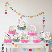 9pcs Pink Elephant Paper Centerpieces, Universal Honeycomb Table Decor For Birthday & Wedding Celebrations, No Electricity Required - A - View 3