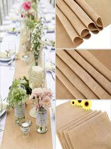1pc Linen Table Runner, Rustic Woven Linen Tablecloth Decor For Wedding, Forest Party, Picnic, Farm Style, Reusable And Washable, Home Decor Table Skirt, Baby Shower Decoration, Bridal Shower, Birthday Party, Holiday Celebration, Wedding Decoration - Linen Table Runner - View 3