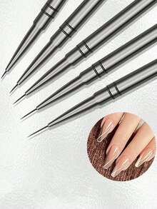 This 5-Piece Nail Art Pen Set Features Metal Barrels And Includes Caps; Sizes Include 6/9/12/15/18mm. Specifically Designed For DIY Flower Painting. - Multicolor - View 4