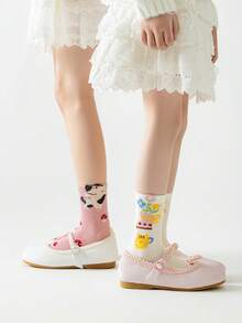 5/10 Pairs Cartoon Animal Print Breathable Mesh Mid-Calf Socks, Comfortable Versatile Sports & Student Socks, Casual Daily Wear - Multicolor - View 5