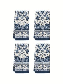 1/2/4 Peças Toalhas de Cozinha Florais de Secagem Rápida - 40 x 60 cm, Panos de Prato de Poliéster Ultramacio com Padrões Vibrantes de Flores Silvestres e Geométricos, Perfeitos para Casa, Casamentos e Presentes de Inauguração - Multicolorido - Visão 11