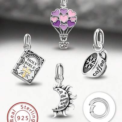 1件简约独特925纯银春日花朵兔子吊坠，妈妈专属DIY吊坠，精致首饰，男女皆宜