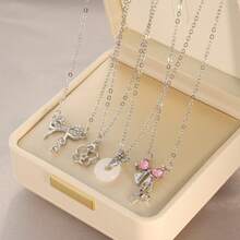 Luxury Pendant Necklace For Women, Unique Niche Design, High-End Bowknot Choker, Exquisite Collarbone Chain, Popular Accessory - 7#灰色珍珠仿鋯石吊墜項鍊 - 查看 3