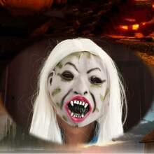 Halloween Super Scary Props Sadako Mask, Witch With White Hair, Rotten Face Vampire Mask, Masquerade Performance Props - Multicolor - View 3