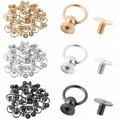 20Pcs Screwback Screw Rivet Stud With Pull Tabs For Leather Craft Phone Case Handbag Buckle Pull Ring Round Head Buckle Decoration Accessories