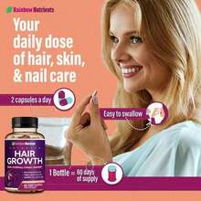 24-In-1 Advanced Hair Growth Vitamins |   Biotin 10,000mcg, Collagen, Patented OptiMSM, GoMCT, Saw Palmetto |   Naturally Regrow Stronger & Healthier Hair, Skin And Nails |   Stops Hair Loss |   60 Day Supply - 一 - 查看 6