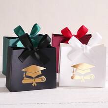 4pcs Elegant Graduation Gift Bags With Gold Foil Diploma & Graduation Cap Patterns, Minimalist Candy Boxes, Chic Graduation & Holiday Celebration Decor - Multiple Styles - View 9