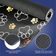 1pc Cute Cartoon Pet Paw Print Black Mat For Pet Feeding Area, Living Room & Entryway Waterproof & Easy To Clean - Multicolor - View 3