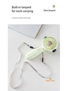 MEET SUN 1 pieza Ventilador de mano recargable de 1200mAh con 3 velocidades de viento, ventilador portátil plegable, ventilador para fijar el maquillaje, dispositivo de enfriamiento para el verano, ventilador de escritorio silencioso para dormitorio - Soporte de Mano - Ver 5