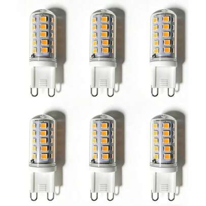 6pcs G9 LED Bulbs, 3.5W Equivalent To 30-40W Halogen, Warm White 3000K, Flicker-Free, Non-Dimmable, Suitable For Home, Office, Kitchen, Living Room