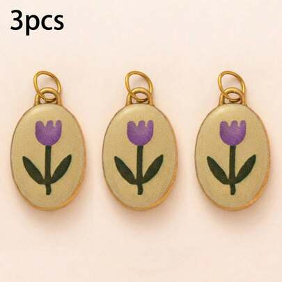 Bộ 3 mặt dây chuyền hoa tulip mùa hè, kiểu dáng tươi tắn, thanh lịch, mạ vàng 18K PVD, chất liệu thép không gỉ, chống nước và mồ hôi, dùng để làm khuyên tai, vòng tay, dây chuyền, phụ kiện, thích hợp cho DIY, dây chuyền túi xách, móc khóa, phụ kiện trang sức DIY, trang sức nữ và phụ kiện trang sức quyến rũ.