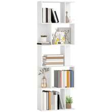HOMCOM Librería de 5 Niveles, Estantería para Libros en Forma de S con 10 Estantes, para Sala de Estar, Dormitorio, Estudio, Oficina, 60x24x184,5 cm, Blanco - Blanco - Ver 10