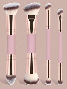 4支装专业双头化妆刷套装 - 包括粉底刷、轮廓刷、腮红刷、散粉刷、眼影刷、遮瑕刷、高光刷和晕染刷。柔软纤维刷毛，方便携带，是送给女性和女孩的绝佳礼物。化妆刷套装、化妆工具套装、化妆刷套装、全套化妆工具、化妆刷套装、全套化妆工具套装、化妆刷礼盒套装 - 粉色 - 查看 2