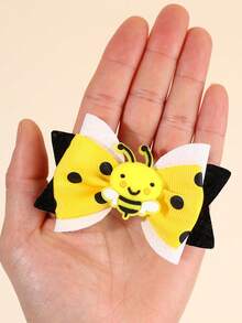 2pcs Bee & Bow Hair Clips, Glitter Bow Hair Accessories, Cute For Teens - Multicolor - View 4