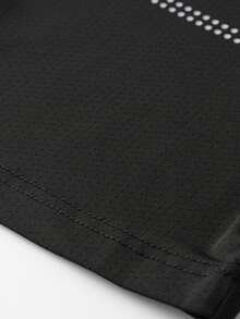 Plus Size Men's Summer Casual Fashionable Side Stripe Solid Color Versatile Soft Breathable Outdoor Leisure Round Neck Short Sleeve T-Shirt - Black - View 4