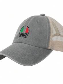 Agv New Printed Breathable Leisure Washed Denim Mesh Baseball Cap - Grey - View 1