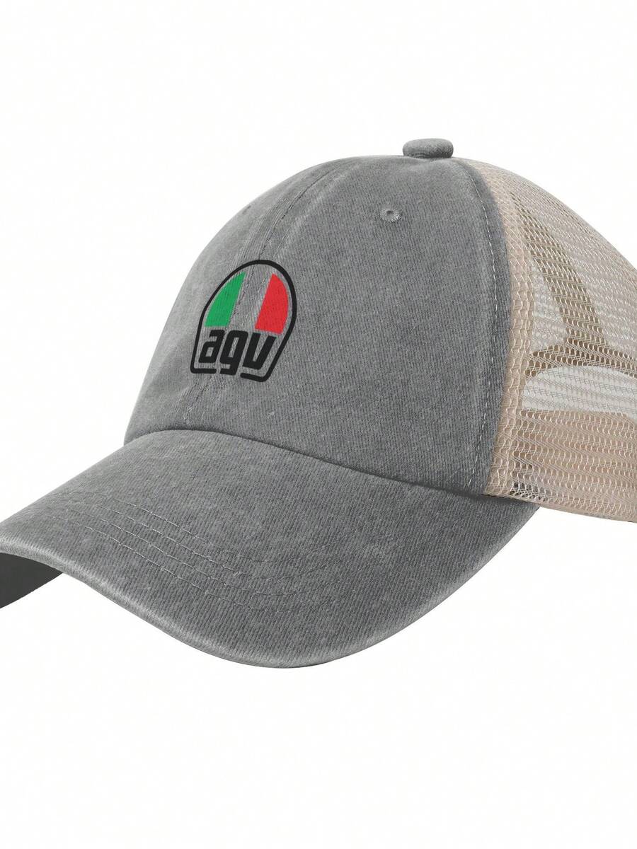 Agv New Printed Breathable Leisure Washed Denim Mesh Baseball Cap - Grey - View 1