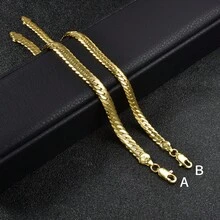 时尚奢华简约经典18K镀金编织手链设计，适合男士日常及派对佩戴 - 金色 - 查看 1
